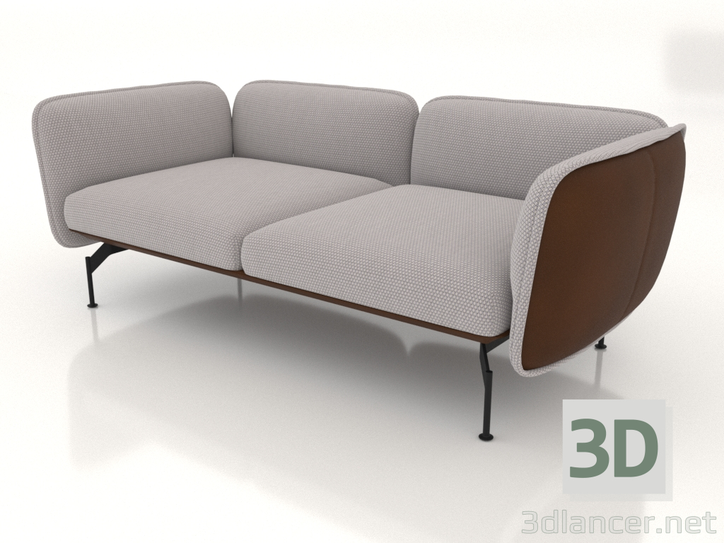 modèle 3D Canapé 2 places (revêtement cuir à l'extérieur) - preview