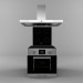Horno, vitrocerámica, campana extractora 3D modelo Compro - render