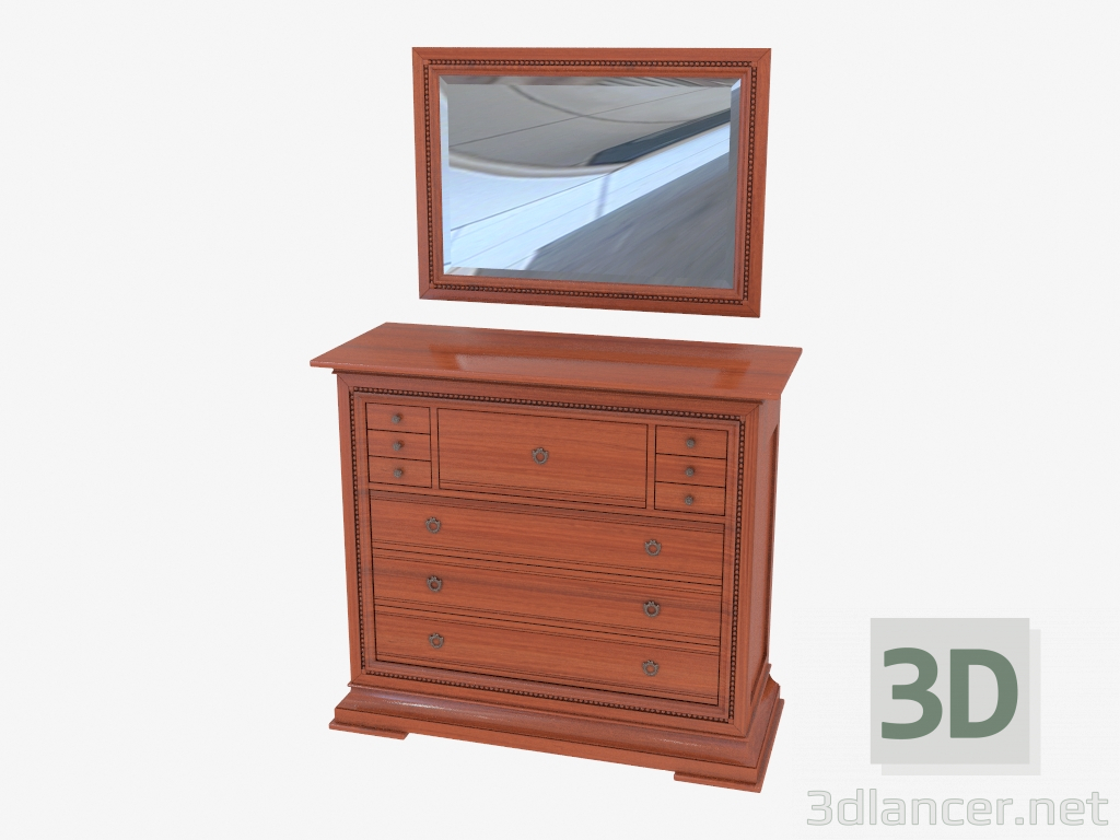 3d model Chest of drawers with mirror 1814 - preview