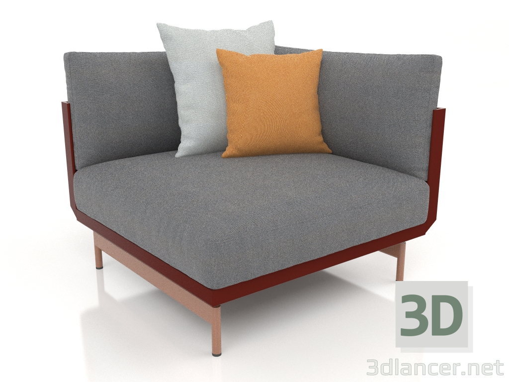 modèle 3D Module canapé, section 6 (Rouge vin) - preview