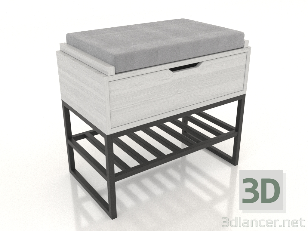 3d model Bench (white with wood structure) - preview