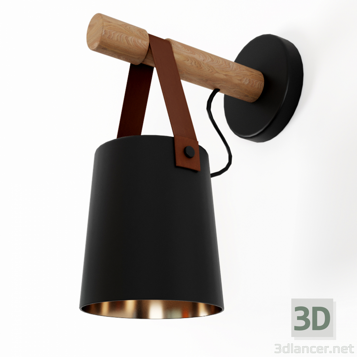 3d model Nordic Wooden Hanging Wall Lamp 46357