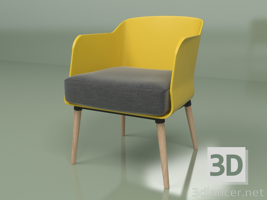 modèle 3D Fauteuil Montreal 1 (moutarde, marron foncé) - preview