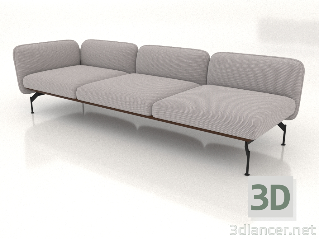 3D modeli Sol kolçaklı 3'lü kanepe modülü (dış tarafta deri döşeme) - önizleme
