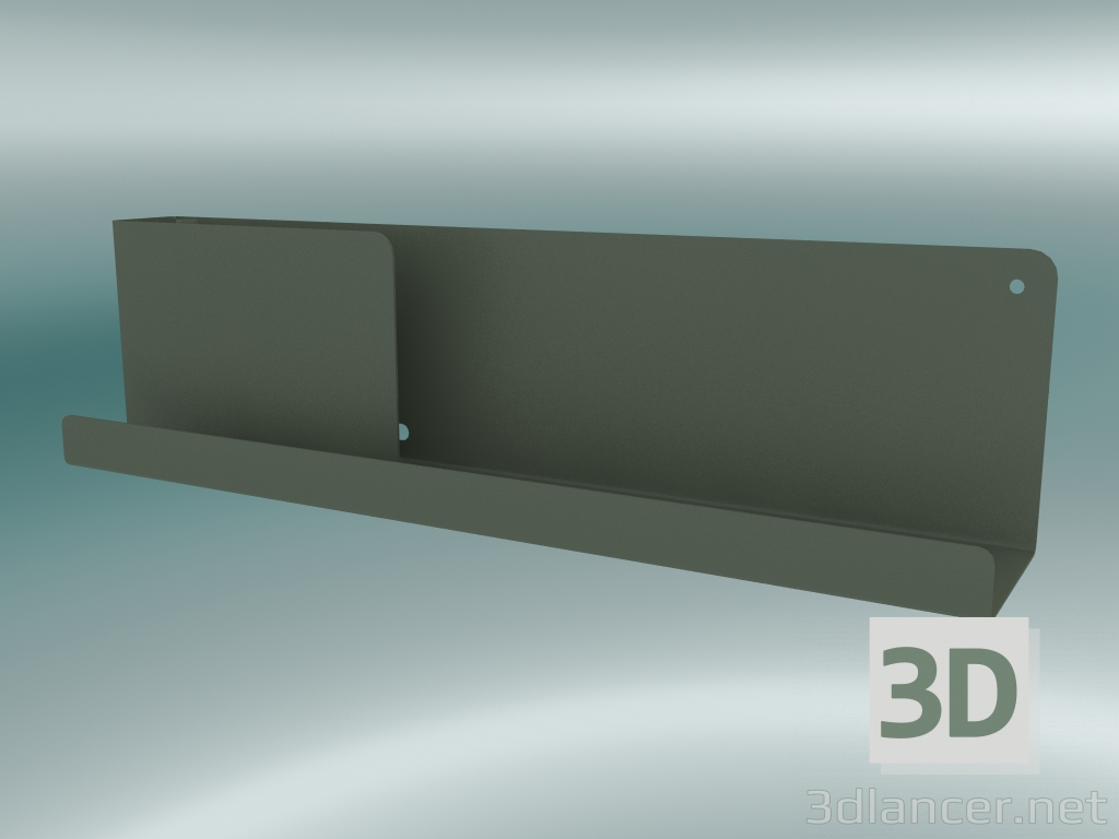 3 डी मॉडल शेल्फ मुड़ा हुआ (63x16.5 सेमी, जैतून) - पूर्वावलोकन