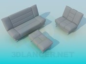 Armchair, sofa and ottoman set