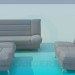 3d model Armchair, sofa and ottoman set - preview