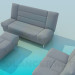 3d model Conjunto de sillón, sofá y otomana - vista previa