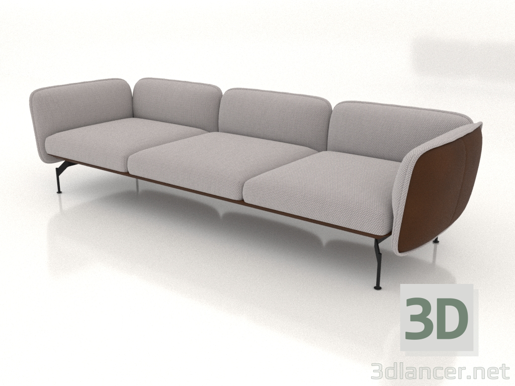 3D modeli 3 kişilik kanepe (dış kısmı deri döşemeli) - önizleme