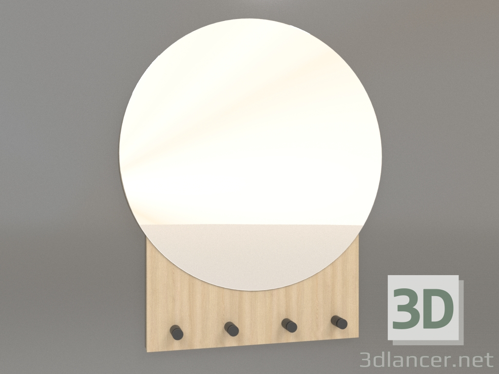 3 डी मॉडल हुक के साथ दर्पण ZL 10 (500x600, लकड़ी सफेद) - पूर्वावलोकन