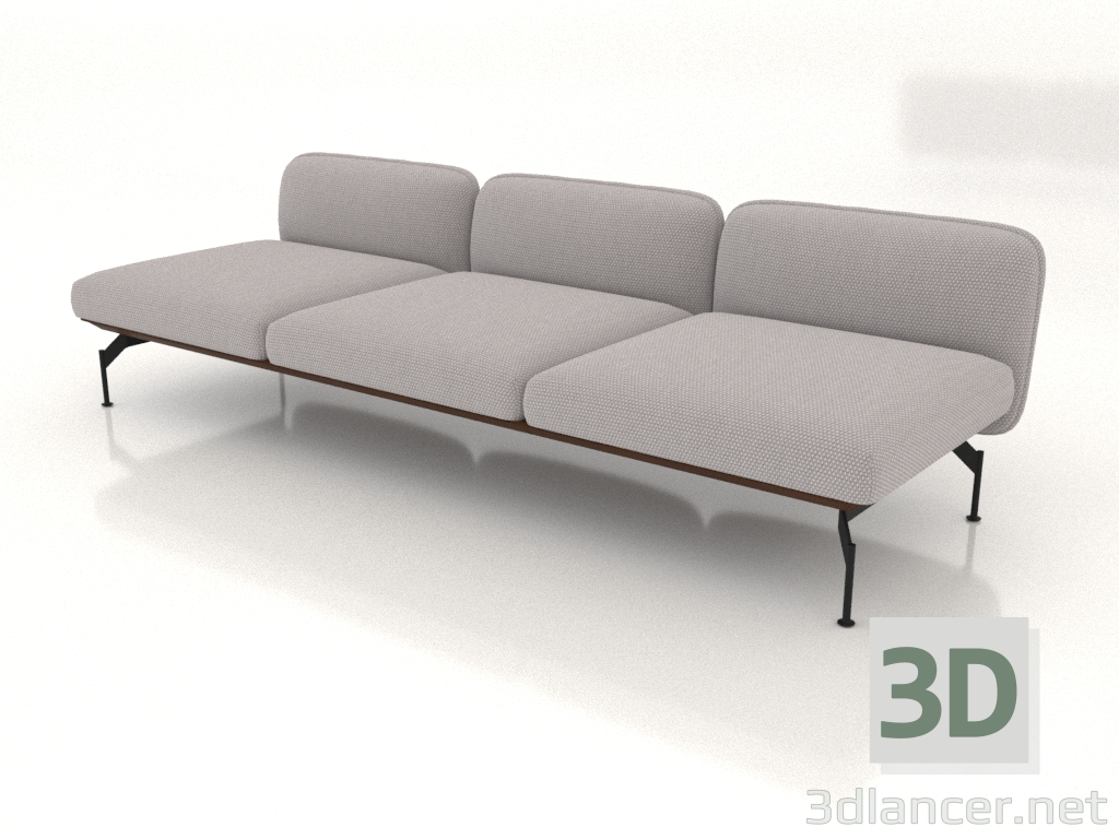 Modelo 3d Módulo de sofá de 3 lugares (estofamento em couro na parte externa) - preview