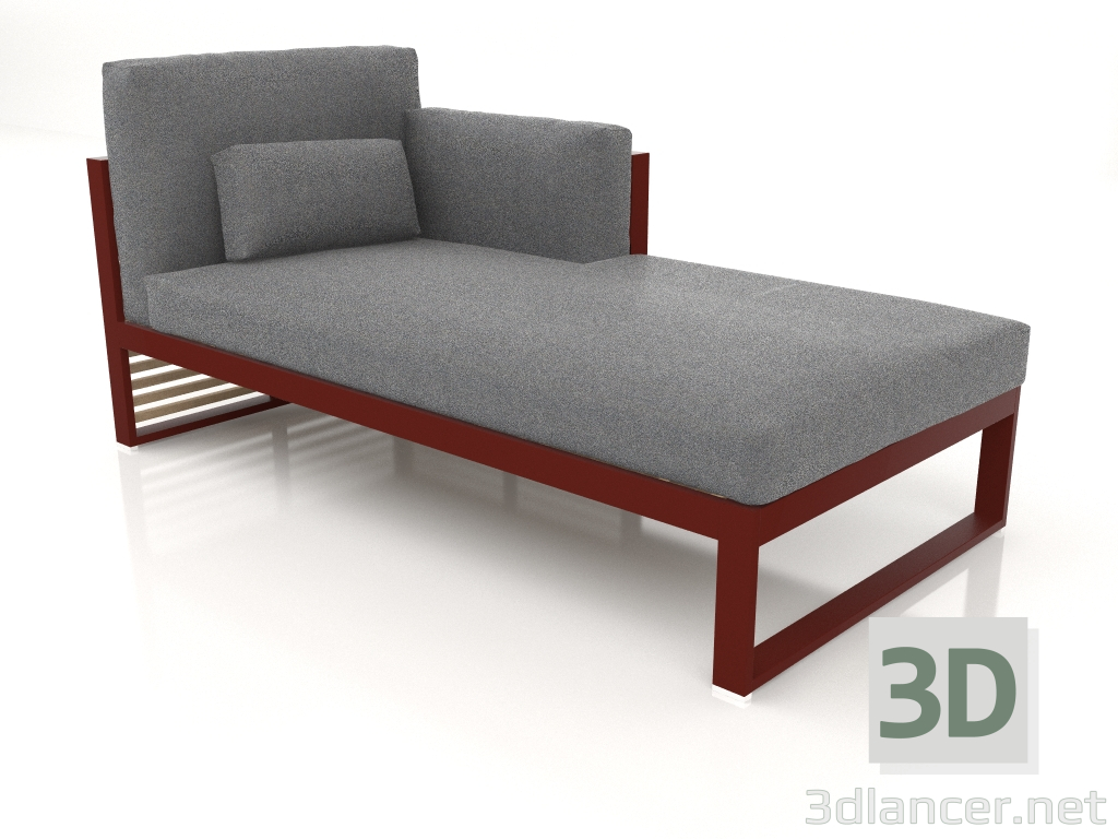 modèle 3D Canapé modulable, section 2 droite, dossier haut (Bine red) - preview