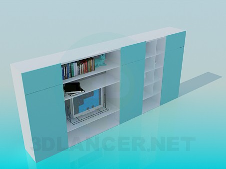 3d model Bookcase in the living room - preview 3d model Bookcase in the living room - preview