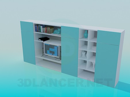 3d model Bookcase in the living room - preview 3d model Bookcase in the living room - preview