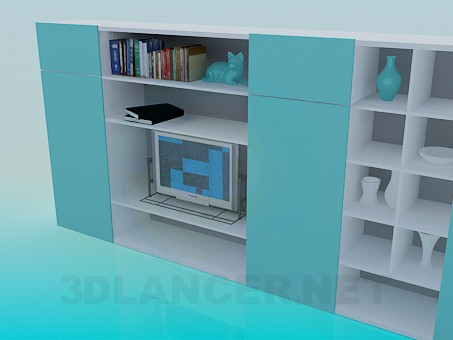 3d model Bookcase in the living room - preview 3d model Bookcase in the living room - preview
