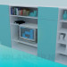 3D Modell Bücherschrank im Wohnzimmer - Vorschau
