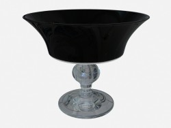 Скляна ваза на прозорій ніжці. миска зі стрілецького чорного скла