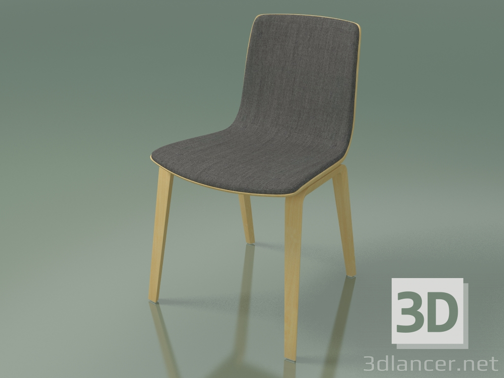 modello 3D Sedia 3938 (4 gambe in legno, rivestimento frontale, betulla naturale) - anteprima
