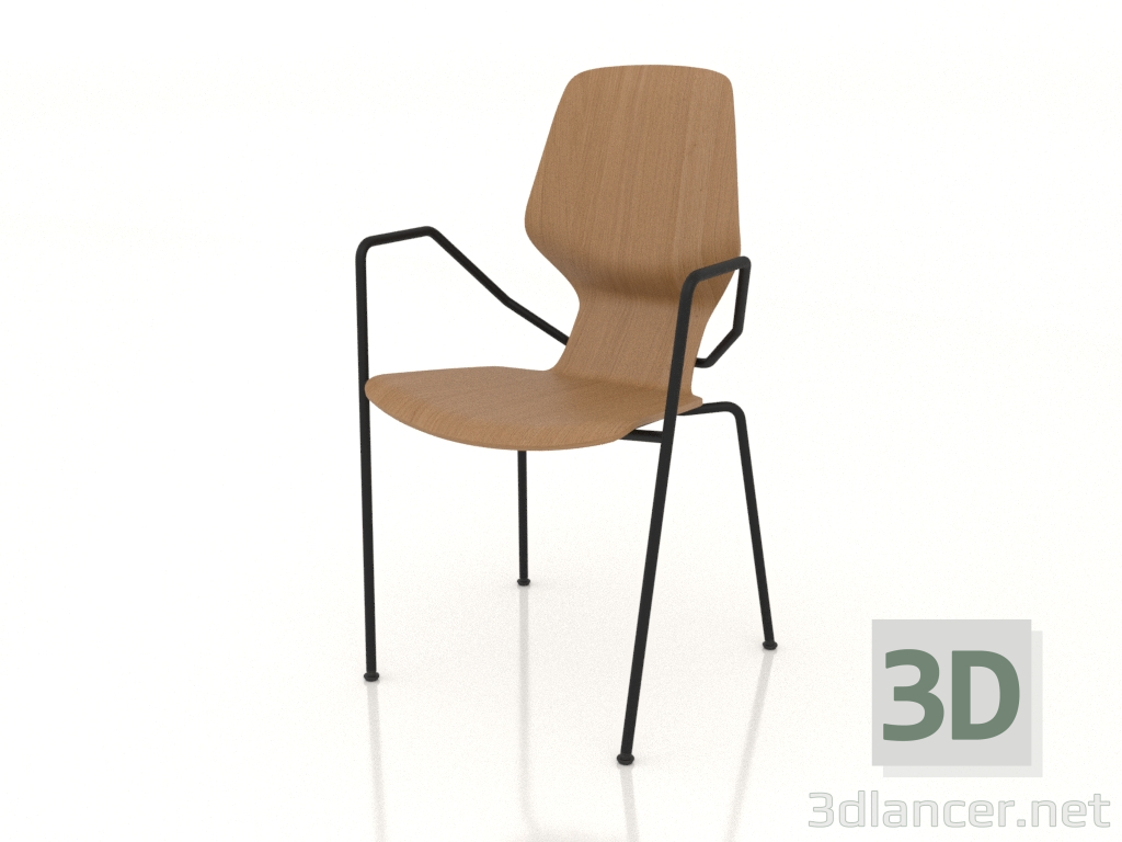 3 डी मॉडल आर्मरेस्ट के साथ धातु के पैरों पर D16 मिमी कुर्सी - पूर्वावलोकन