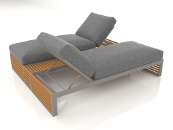 Double bed for relaxation with an aluminum frame made of artificial wood (Quartz gray)