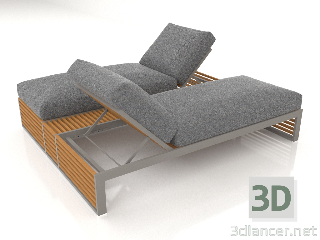 3 डी मॉडल कृत्रिम लकड़ी से बने एल्यूमीनियम फ्रेम के साथ विश्राम के लिए डबल बेड (क्वार्ट्ज ग्रे) - पूर्वावलोकन