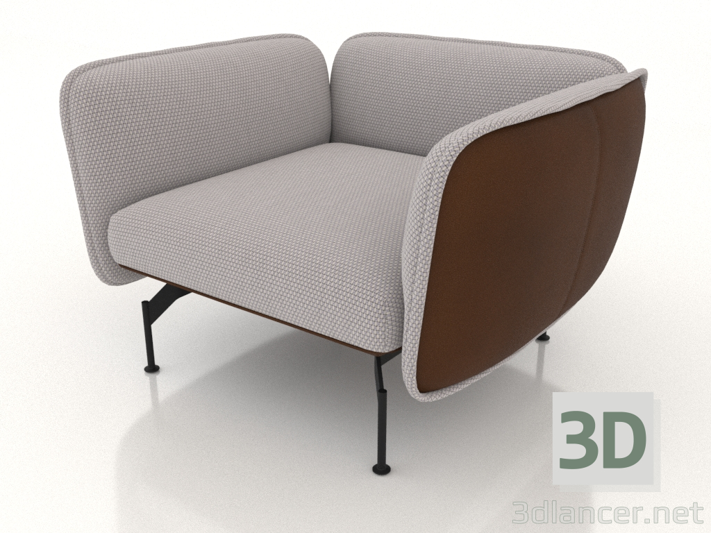 3d model Armchair (leather upholstery on the outside) - preview