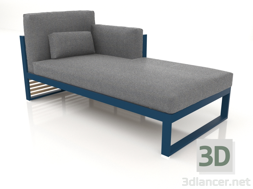 modèle 3D Canapé modulable, section 2 droite, dossier haut (Gris bleu) - preview