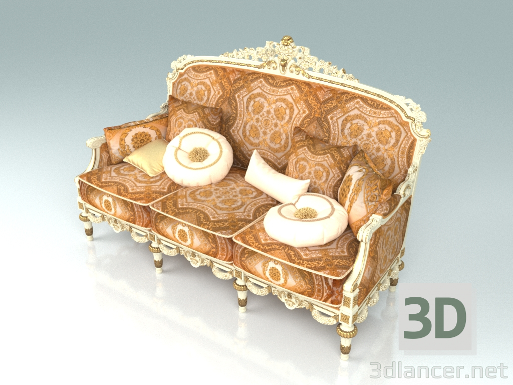 3 डी मॉडल 3-सीटर सोफा (कला। F19) - पूर्वावलोकन
