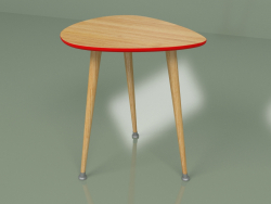 Приставной столик Капля (красный, светлый шпон)