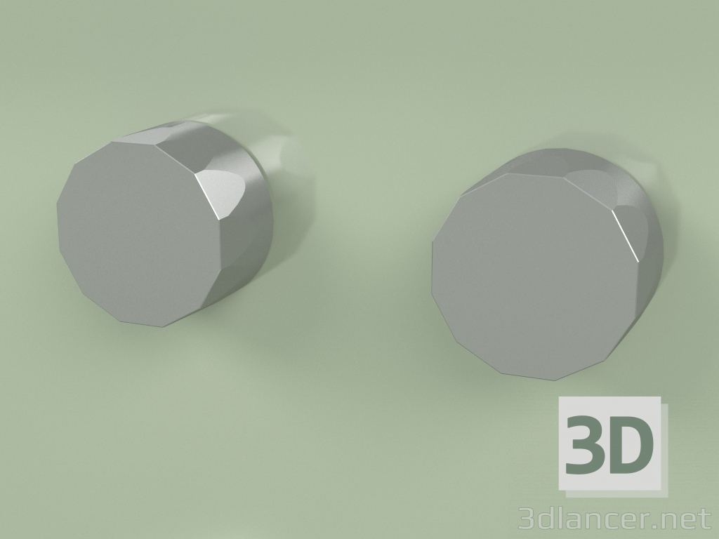 3D modeli Duvara monte 2 karıştırma kapama vanası seti (15 63 V, AS) - önizleme