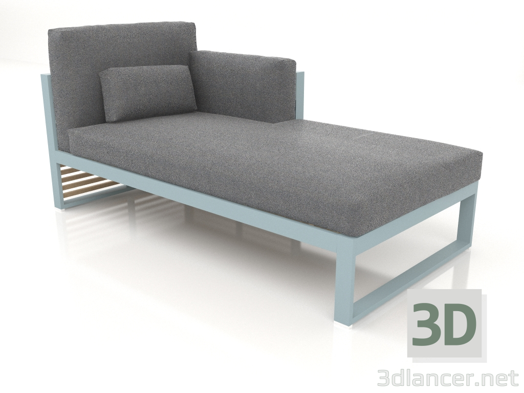 modèle 3D Canapé modulable section 2 droite, dossier haut (Bleu gris) - preview