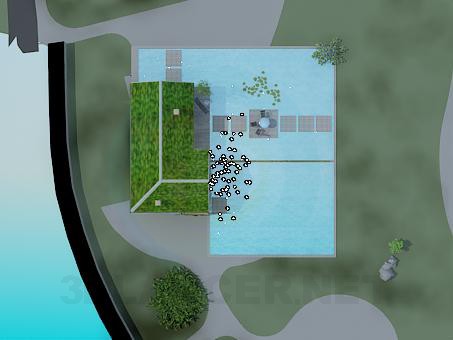 3d model House with swimming pool - preview 3d model House with swimming pool - preview