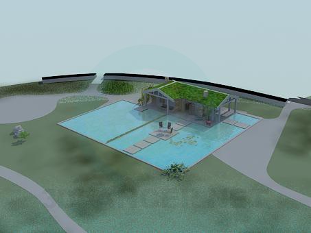 3d model House with swimming pool - preview 3d model House with swimming pool - preview