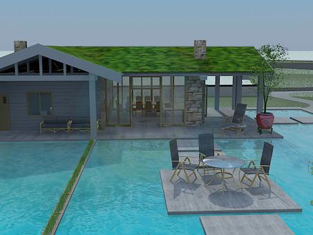 3d model House with swimming pool - preview 3d model House with swimming pool - preview