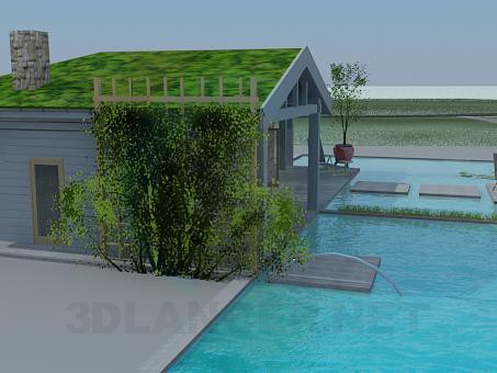 3d model House with swimming pool - preview 3d model House with swimming pool - preview