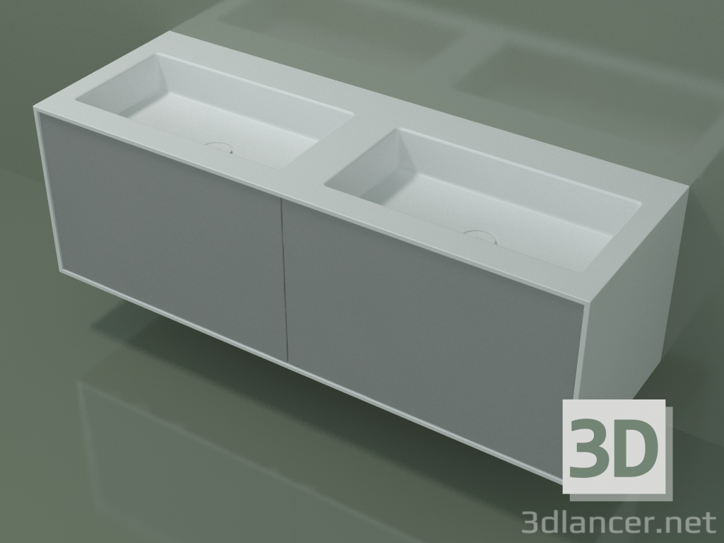 3d model Washbasin with drawers (06UC83421, Silver Gray C35, L 144, P 50, H 48 cm) - preview