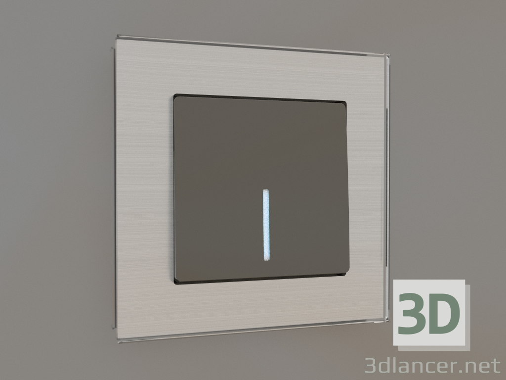 modèle 3D Interrupteur à touche unique avec rétroéclairage (gris-marron) - preview