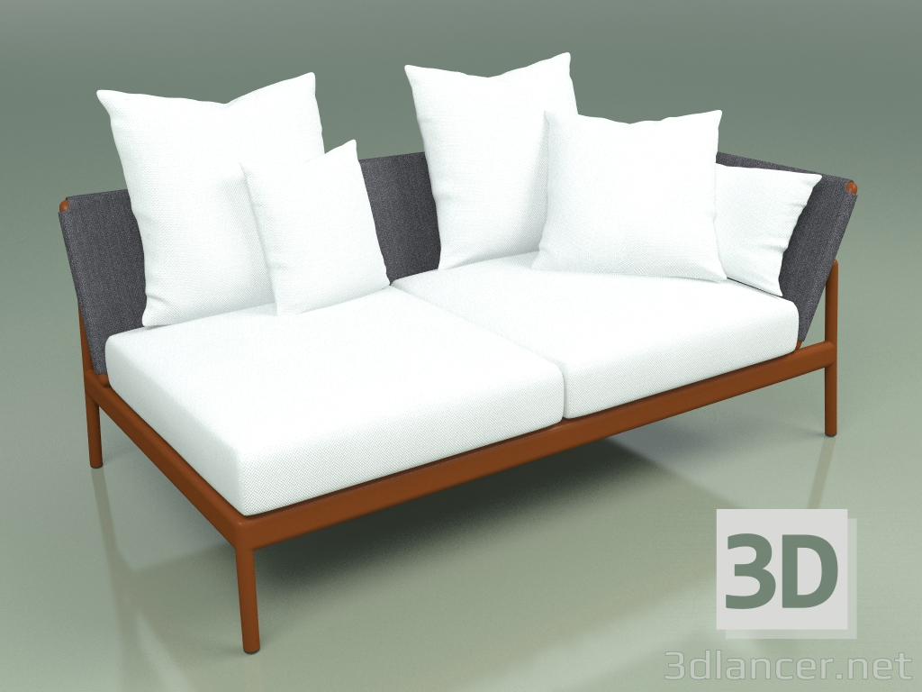3d model Sofa module left 005 (Metal Rust, Batyline Gray) - preview