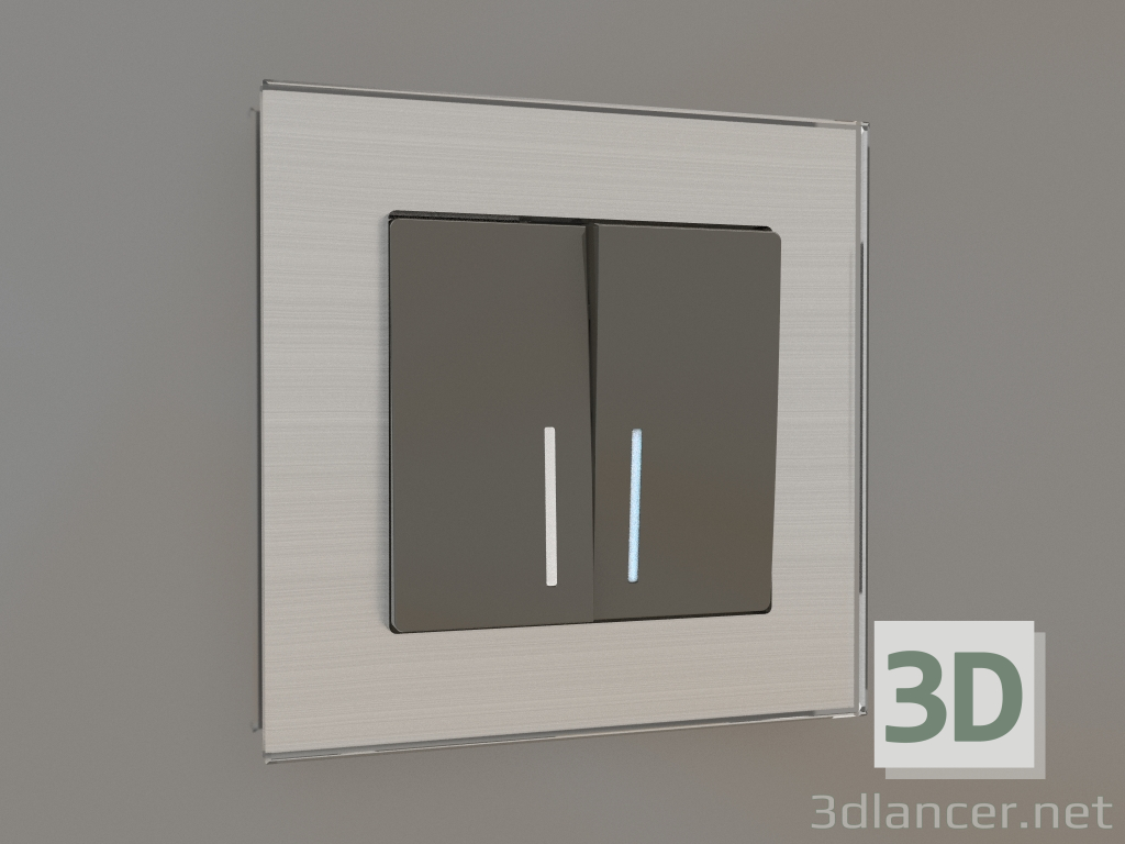 modèle 3D Interrupteur double avec rétroéclairage (gris-marron) - preview