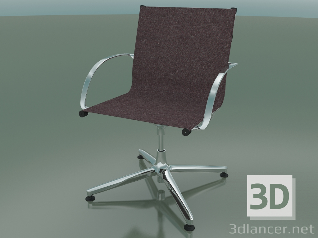 modèle 3D Chaise pivotante avec accoudoirs sur 4 pieds, avec revêtement en tissu (1202) - preview