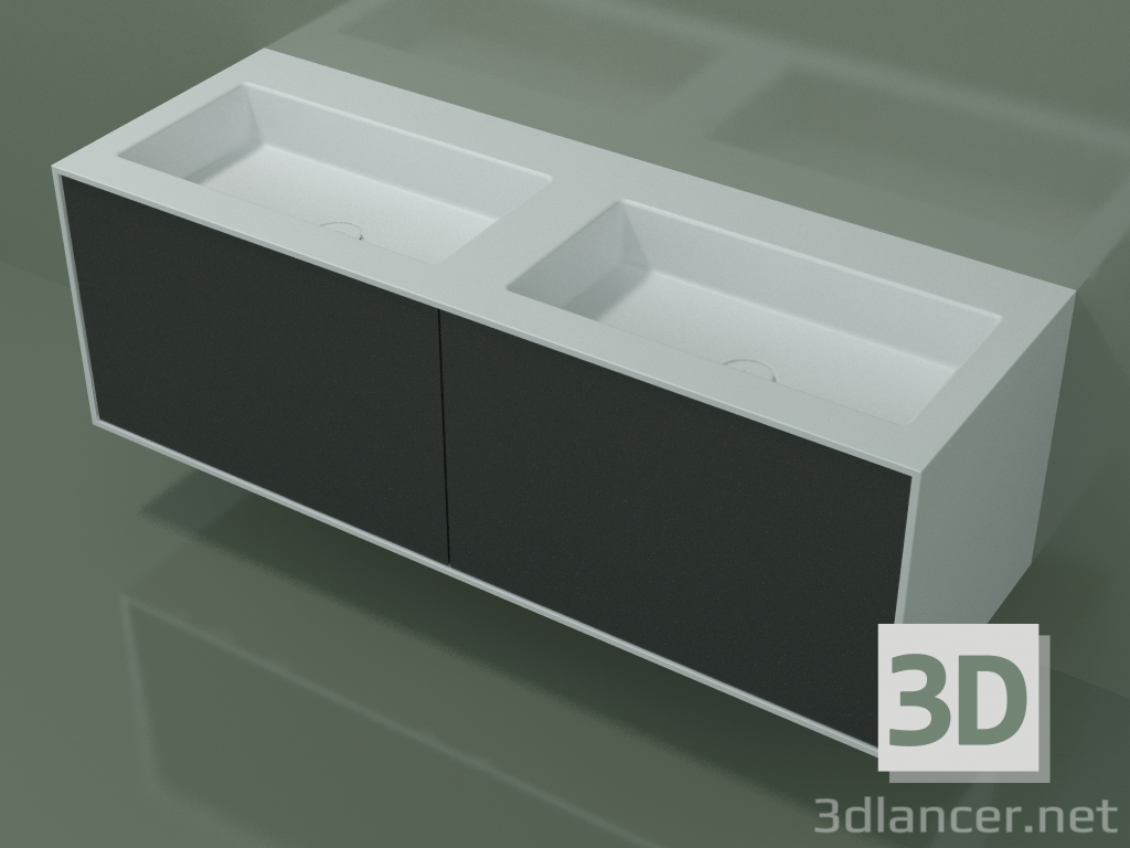modèle 3D Lavabo avec tiroirs (06UC83421, Deep Nocturne C38, L 144, P 50, H 48 cm) - preview