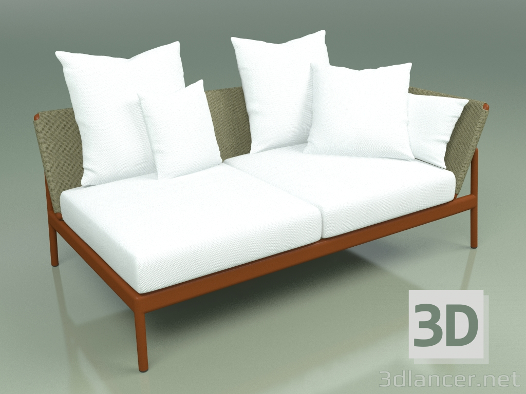 3d model Sofa module left 005 (Metal Rust, Batyline Olive) - preview