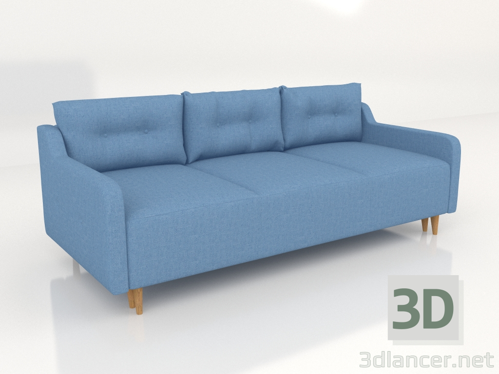 3d модель Елана прямий диван 3-місний розкладний – превью