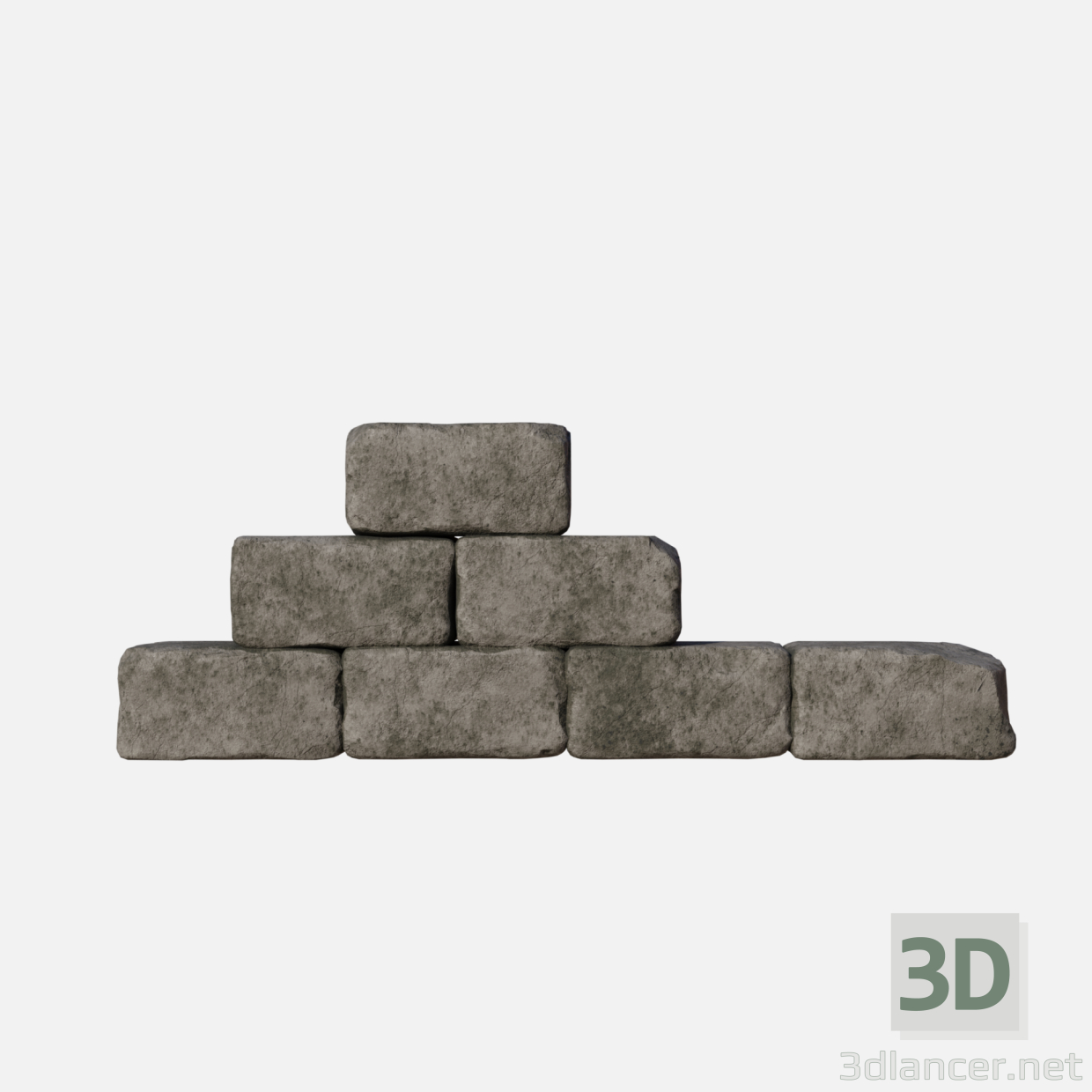 3d Old dirty bricks wall 2 model buy - render 3d Old dirty bricks wall 2 model buy - render