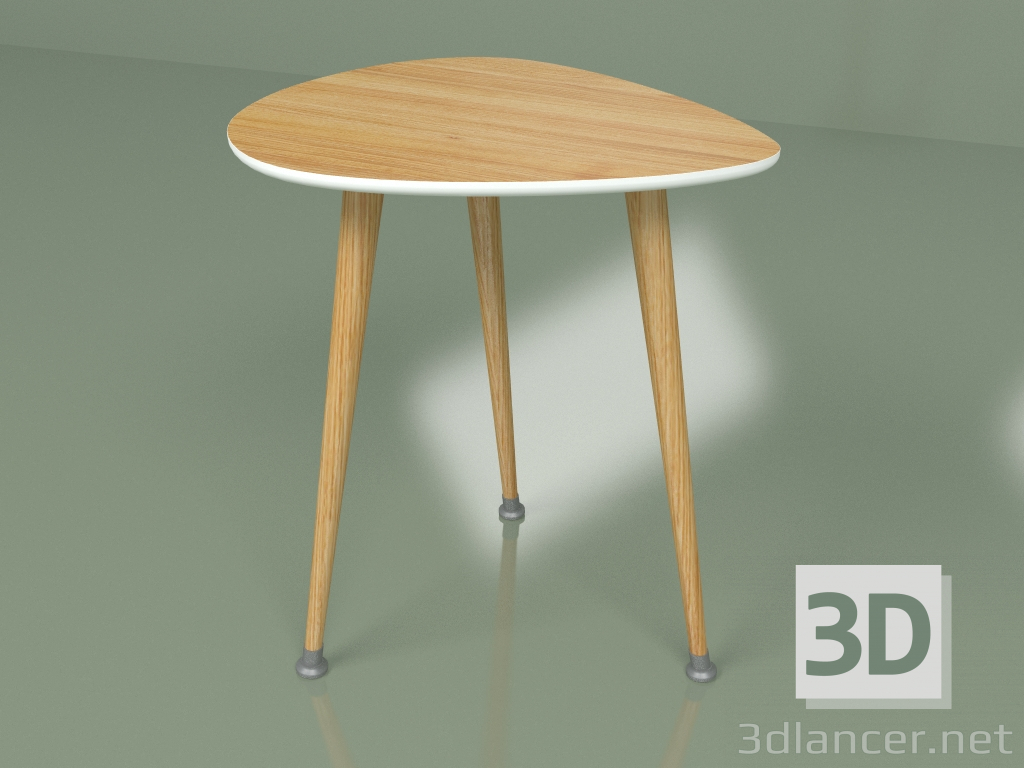 modèle 3D Table d'appoint Drop (blanc, placage clair) - preview
