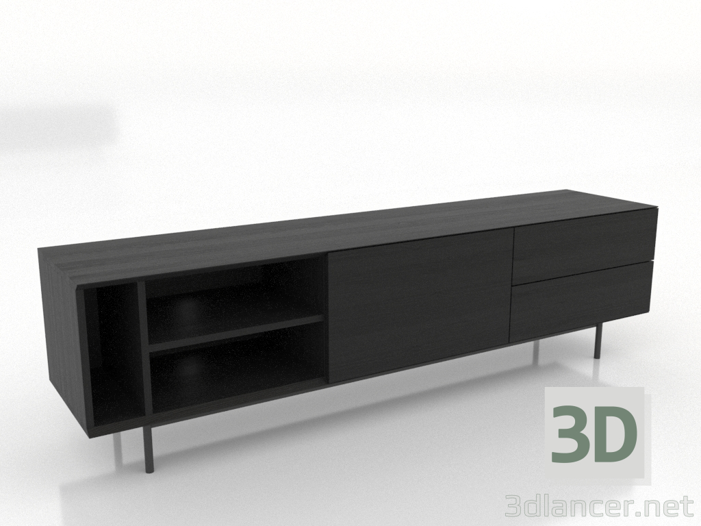 3D Modell TV-Schrank 3 1800 mm (schwarz RAL 9005) - Vorschau 3D Modell TV-Schrank 3 1800 mm (schwarz RAL 9005) - Vorschau