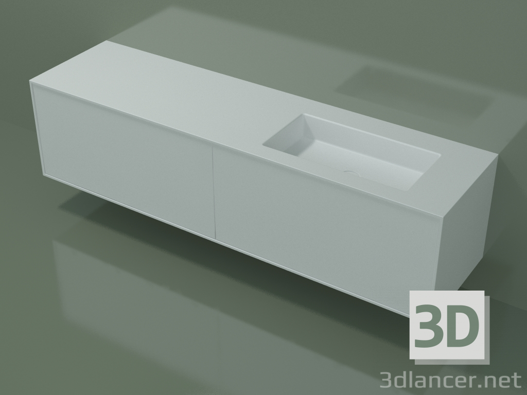 3D Modell Waschbecken mit Schubladen (06UCA34D1, Glacier White C01, L 192, P 50, H 48 cm) - Vorschau