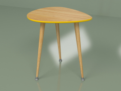 Приставной столик Капля (желто-горчичный, светлый шпон)