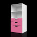 modello 3D Libreria cassetti rosa bianco con Ikea stuva - anteprima