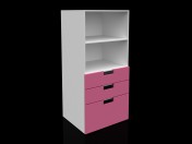 Ikea STUVA Bookcase with drawers, white, pink